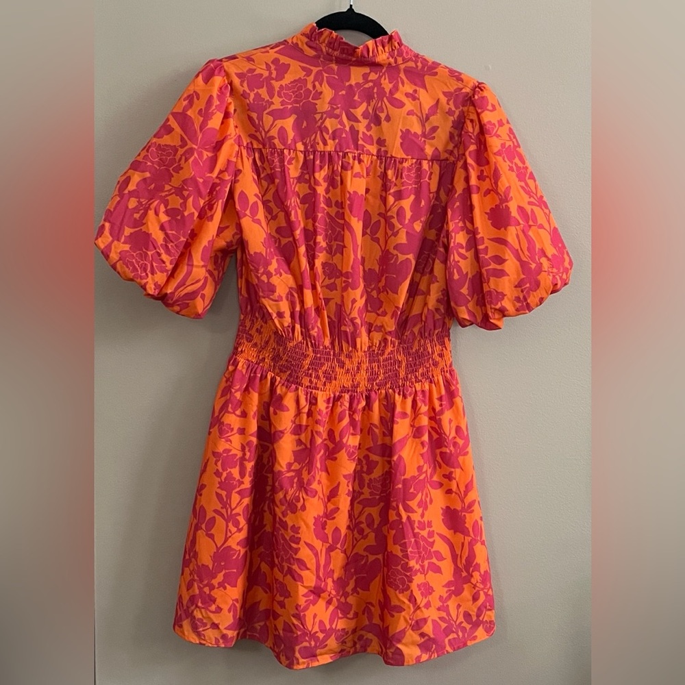 THML Living The Dream Orange & Pink Floral Mini Dress size medium - Picture 9 of 16